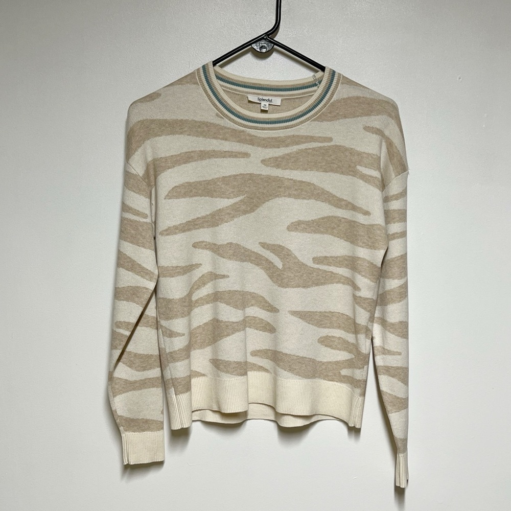 Splendid Collection Silk Blend Zebra Print Sweater Sz  S